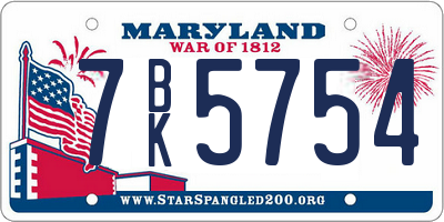 MD license plate 7BK5754