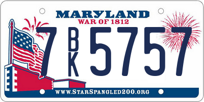 MD license plate 7BK5757