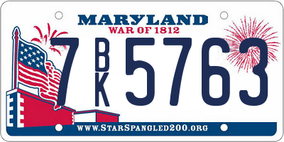 MD license plate 7BK5763