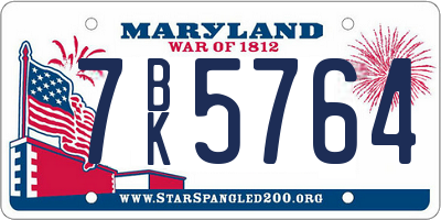 MD license plate 7BK5764