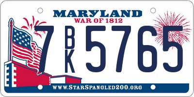 MD license plate 7BK5765