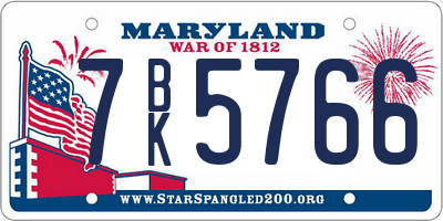 MD license plate 7BK5766