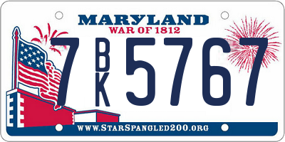 MD license plate 7BK5767