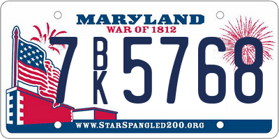 MD license plate 7BK5768