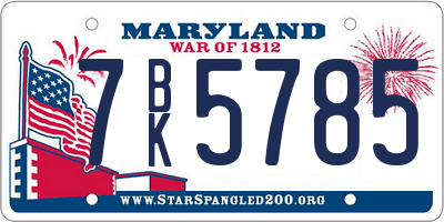MD license plate 7BK5785