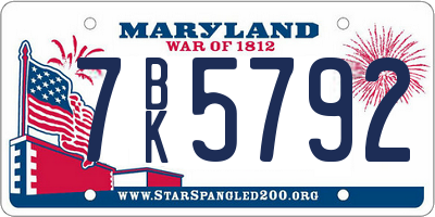 MD license plate 7BK5792