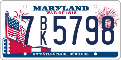 MD license plate 7BK5798