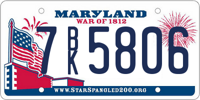MD license plate 7BK5806