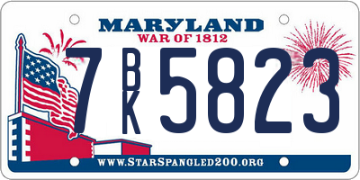 MD license plate 7BK5823