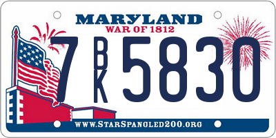 MD license plate 7BK5830