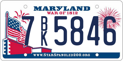 MD license plate 7BK5846