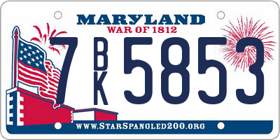 MD license plate 7BK5853