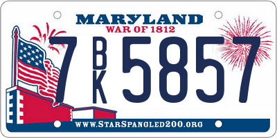 MD license plate 7BK5857