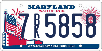 MD license plate 7BK5858