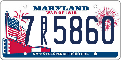 MD license plate 7BK5860