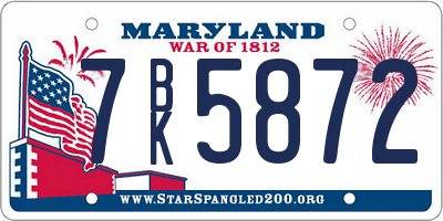 MD license plate 7BK5872