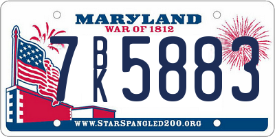 MD license plate 7BK5883