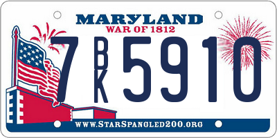 MD license plate 7BK5910