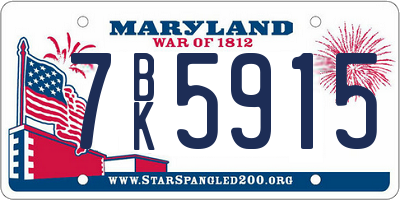 MD license plate 7BK5915