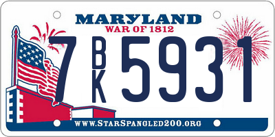 MD license plate 7BK5931