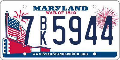 MD license plate 7BK5944
