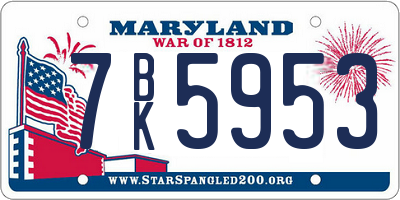 MD license plate 7BK5953