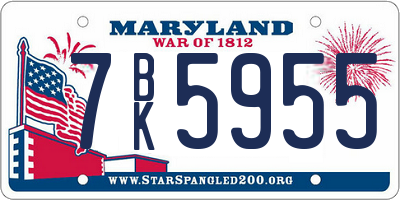 MD license plate 7BK5955