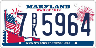 MD license plate 7BK5964