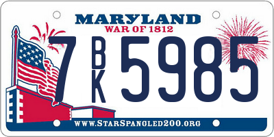 MD license plate 7BK5985