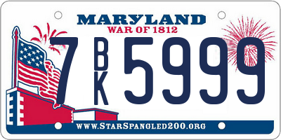 MD license plate 7BK5999