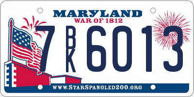MD license plate 7BK6013