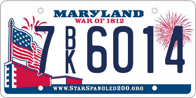 MD license plate 7BK6014