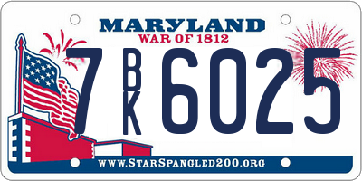 MD license plate 7BK6025