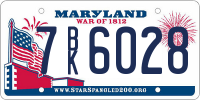 MD license plate 7BK6028