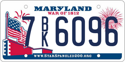 MD license plate 7BK6096
