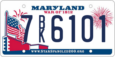 MD license plate 7BK6101