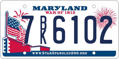MD license plate 7BK6102