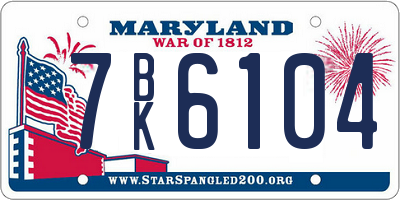 MD license plate 7BK6104