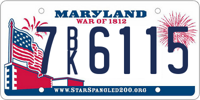 MD license plate 7BK6115