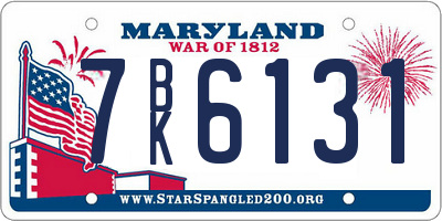 MD license plate 7BK6131