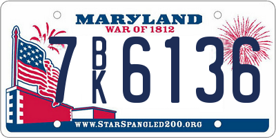 MD license plate 7BK6136