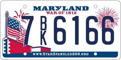 MD license plate 7BK6166