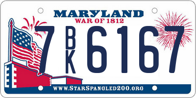MD license plate 7BK6167