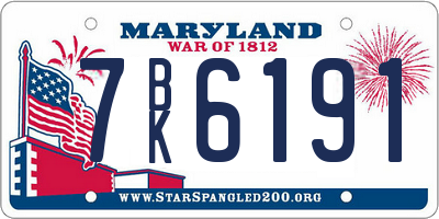 MD license plate 7BK6191