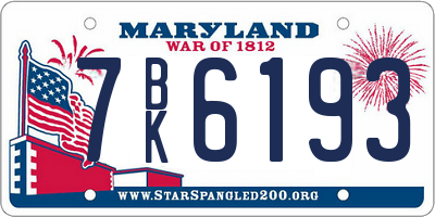 MD license plate 7BK6193