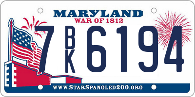 MD license plate 7BK6194