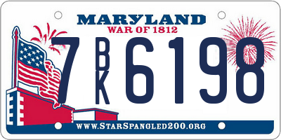 MD license plate 7BK6198
