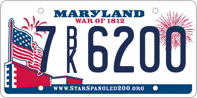 MD license plate 7BK6200