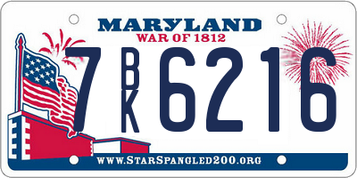 MD license plate 7BK6216