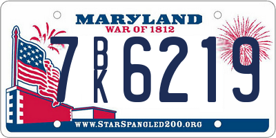 MD license plate 7BK6219